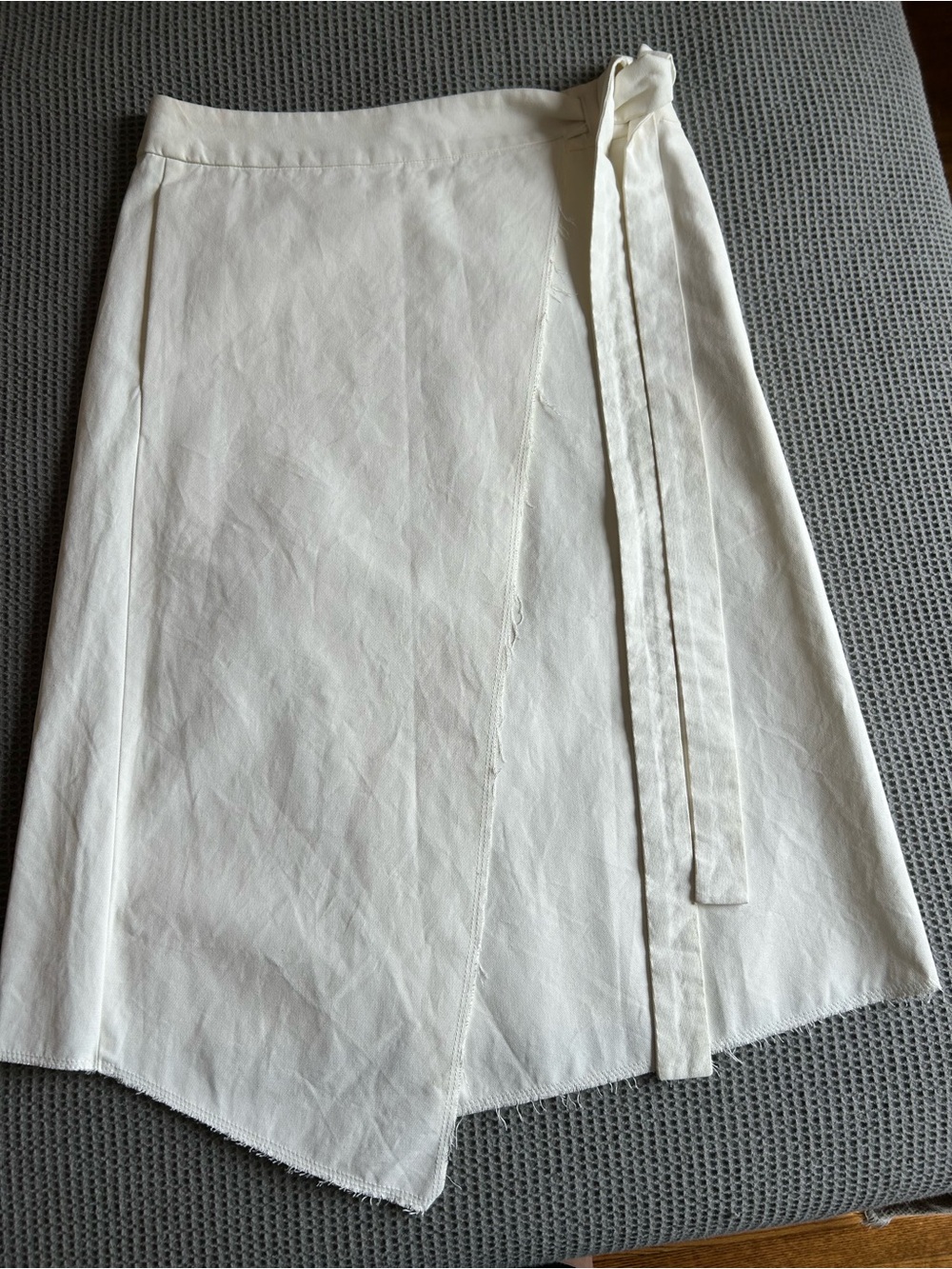 COS Cream Asymmetrical Wrap Skirt with Side Tie